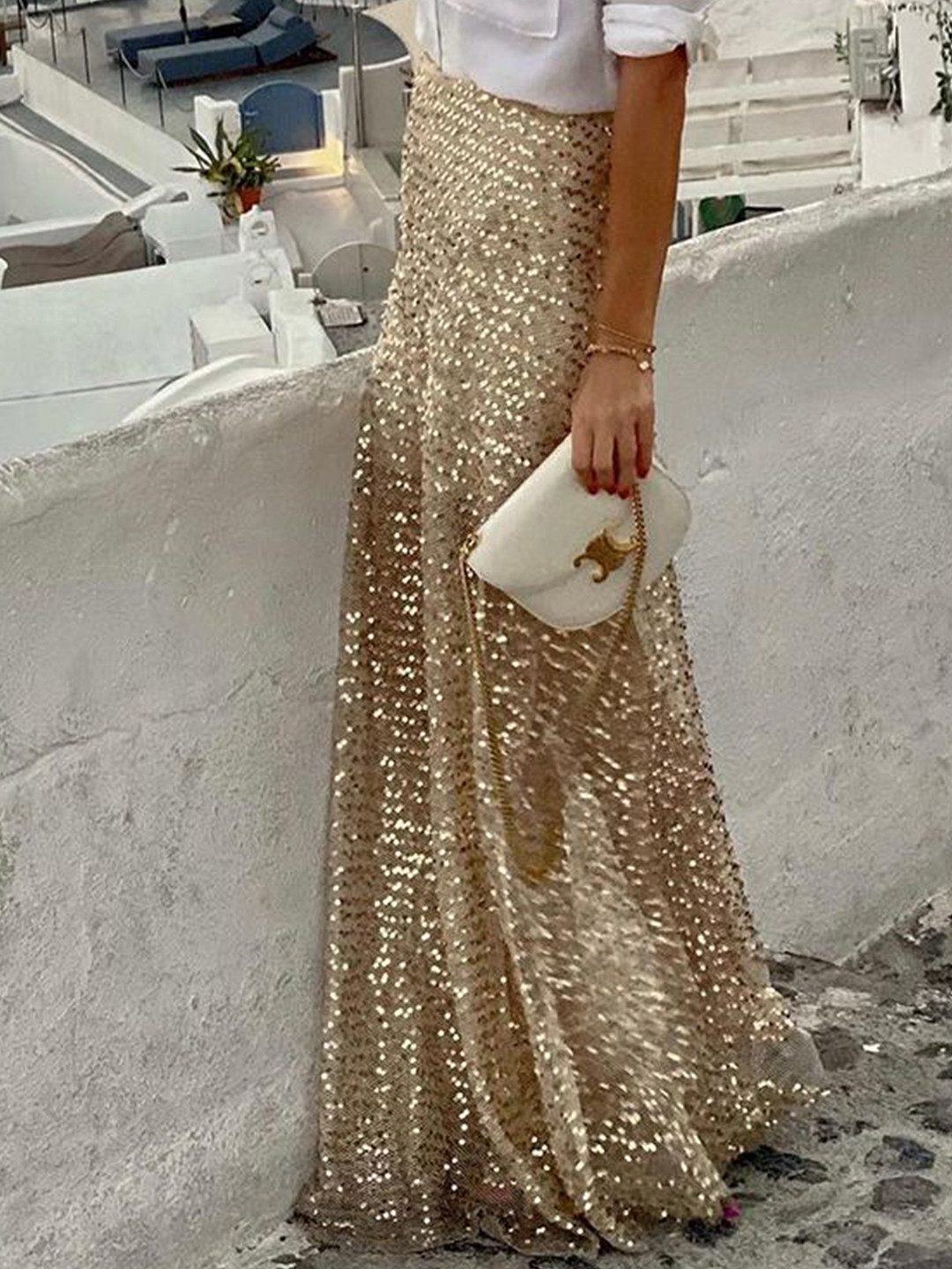 StyleCast Embellished Sequin Maxi Skirt