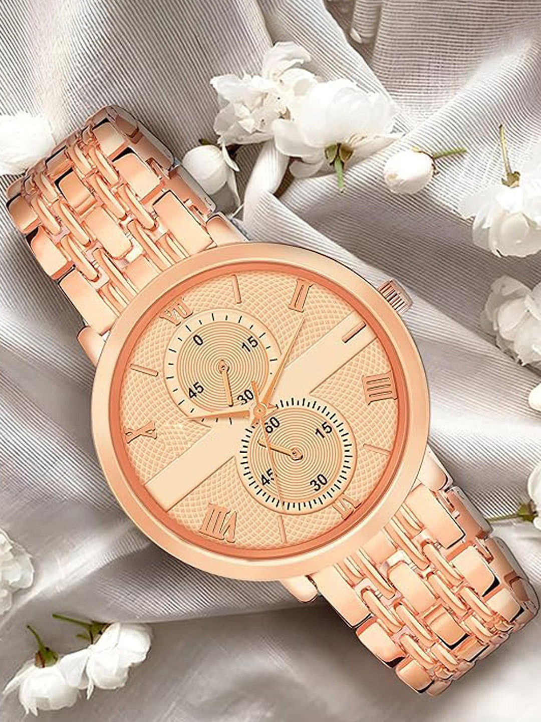 JUST LIKE Unisex Pack Of 2 Patterned Dial Analogue Watch combo bk- gold