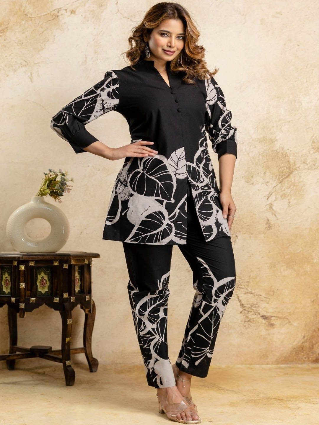 Style Heaven Printed Pure Cotton Tunic & Trousers Co-Ord Set