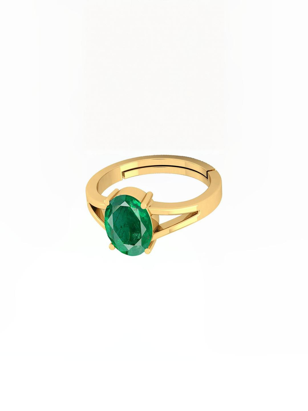 Barmunda gems Men Green Stone Studded & Gold-Plated Brass Finger Ring