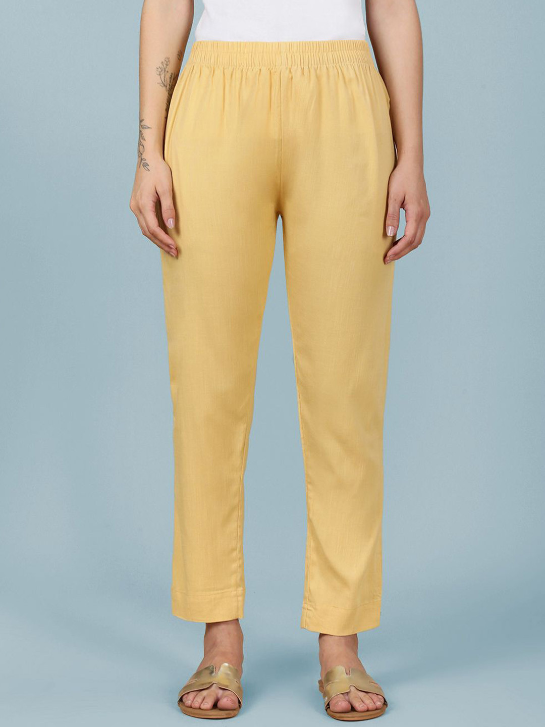 indian flower Women Original Slim Fit Cigarette Trousers