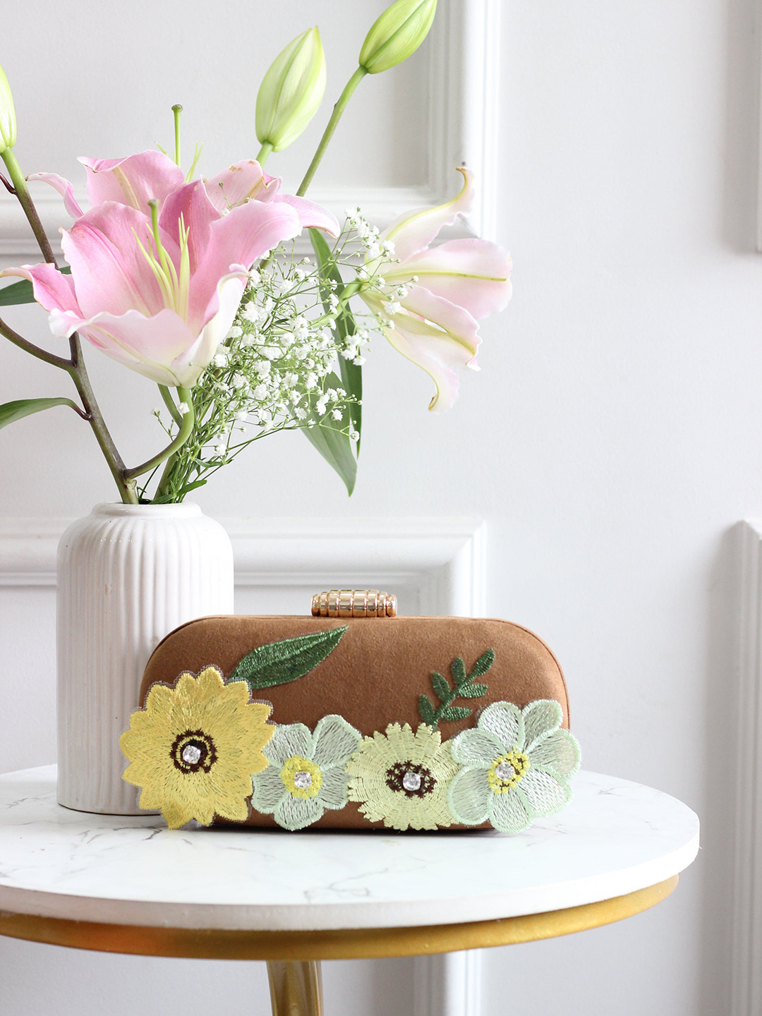 BOXWISH BY BHUMIKA Embroidered Embellished Box Clutch