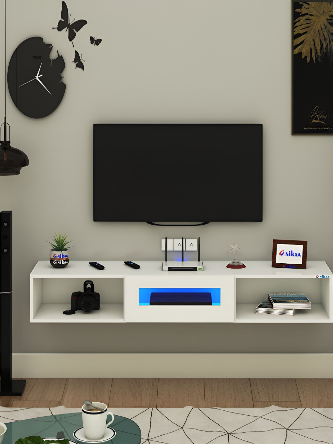 ANIKAA Novus White Wall Mount Modern TV Unit-1.20 m