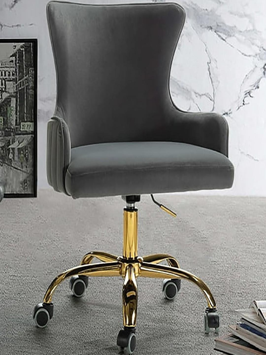 Doe Buck Grey Velvet Adan Task Finish Adjustable Office Chair