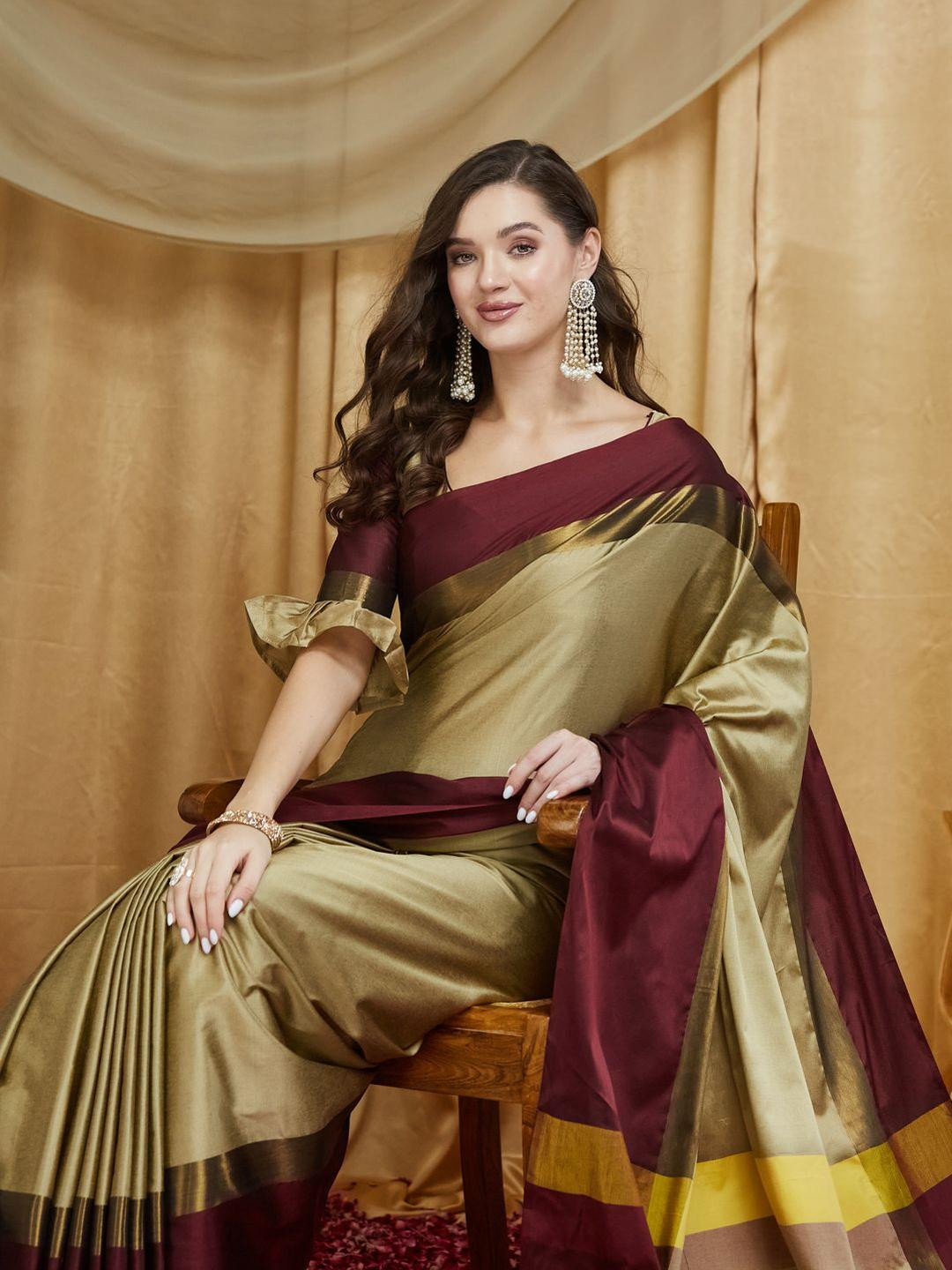 KAVINDI Silk Cotton Banarasi Saree