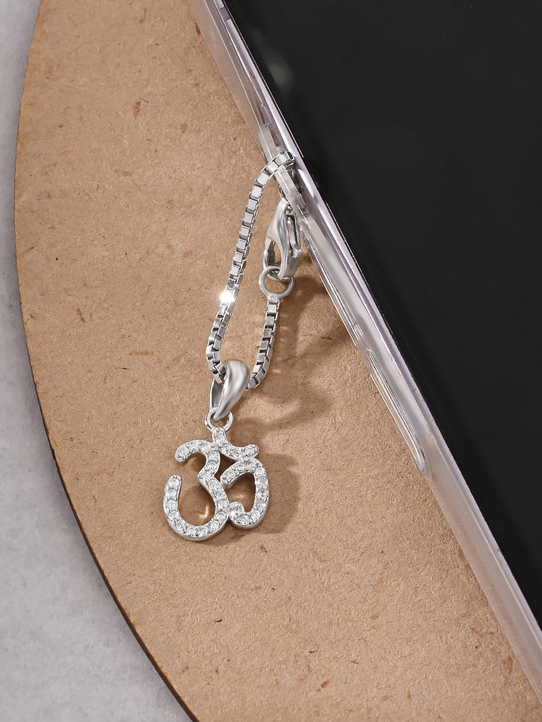 TOUCH925 Pure Silver Cubic Zirconia-Studded Necklace Charms