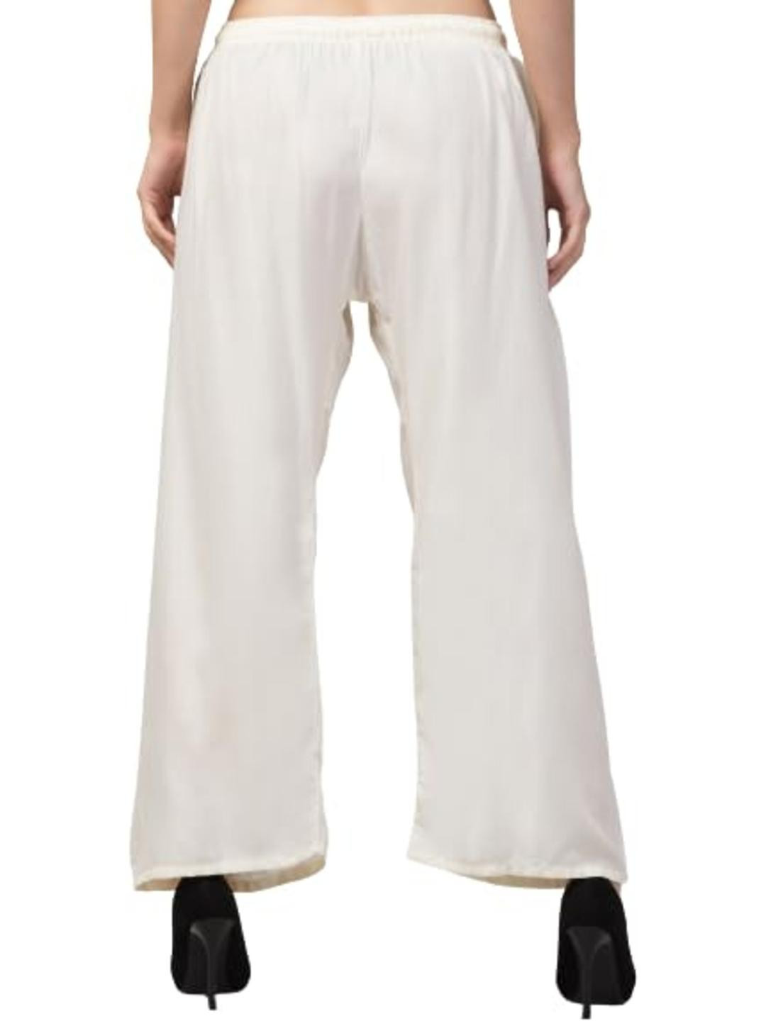 Aura Glam Women Off White Rayon Palazzos