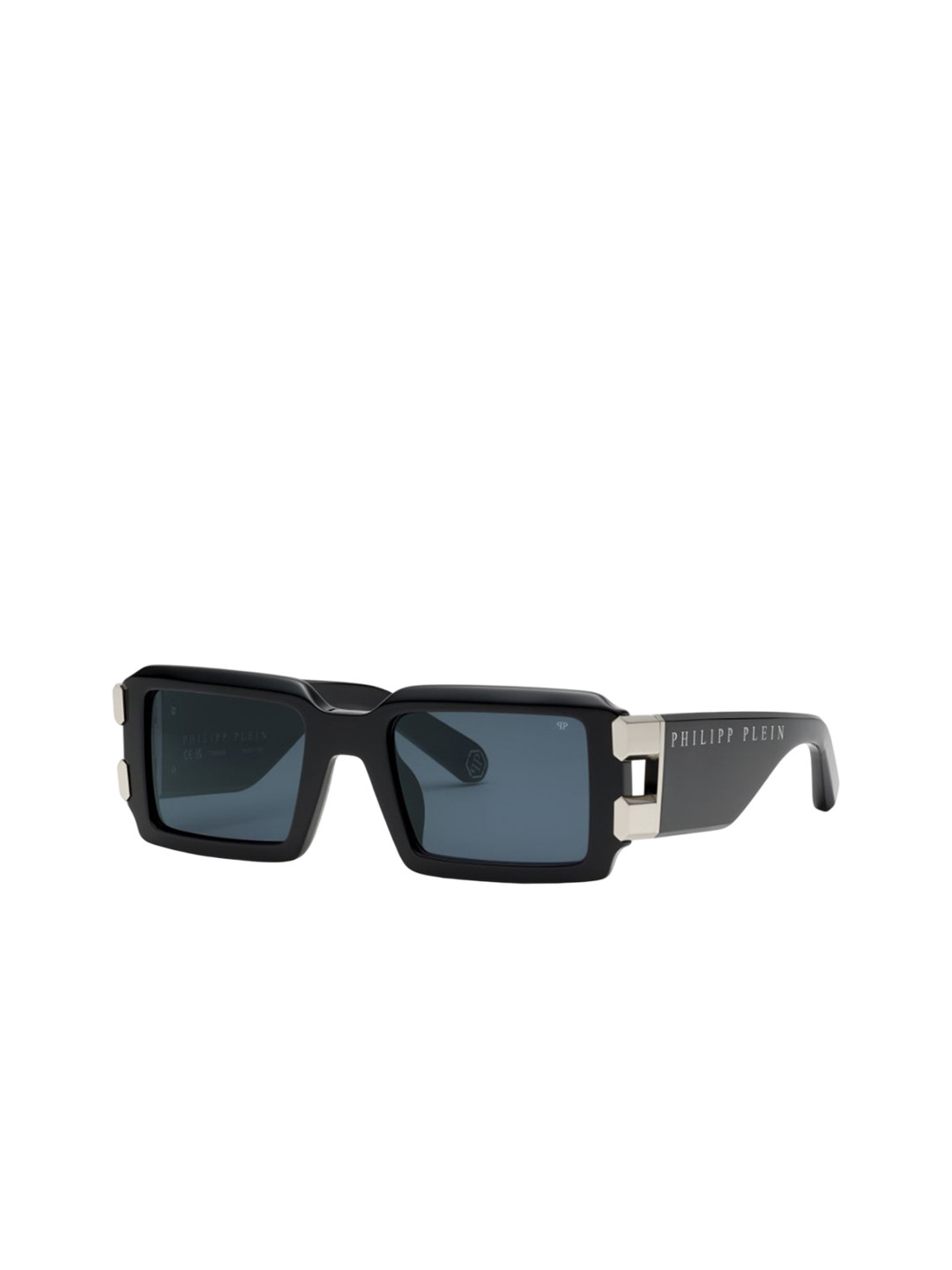 PHILIPP PLEIN Unisex Grey Lens & Black Rectangle Sunglasses with