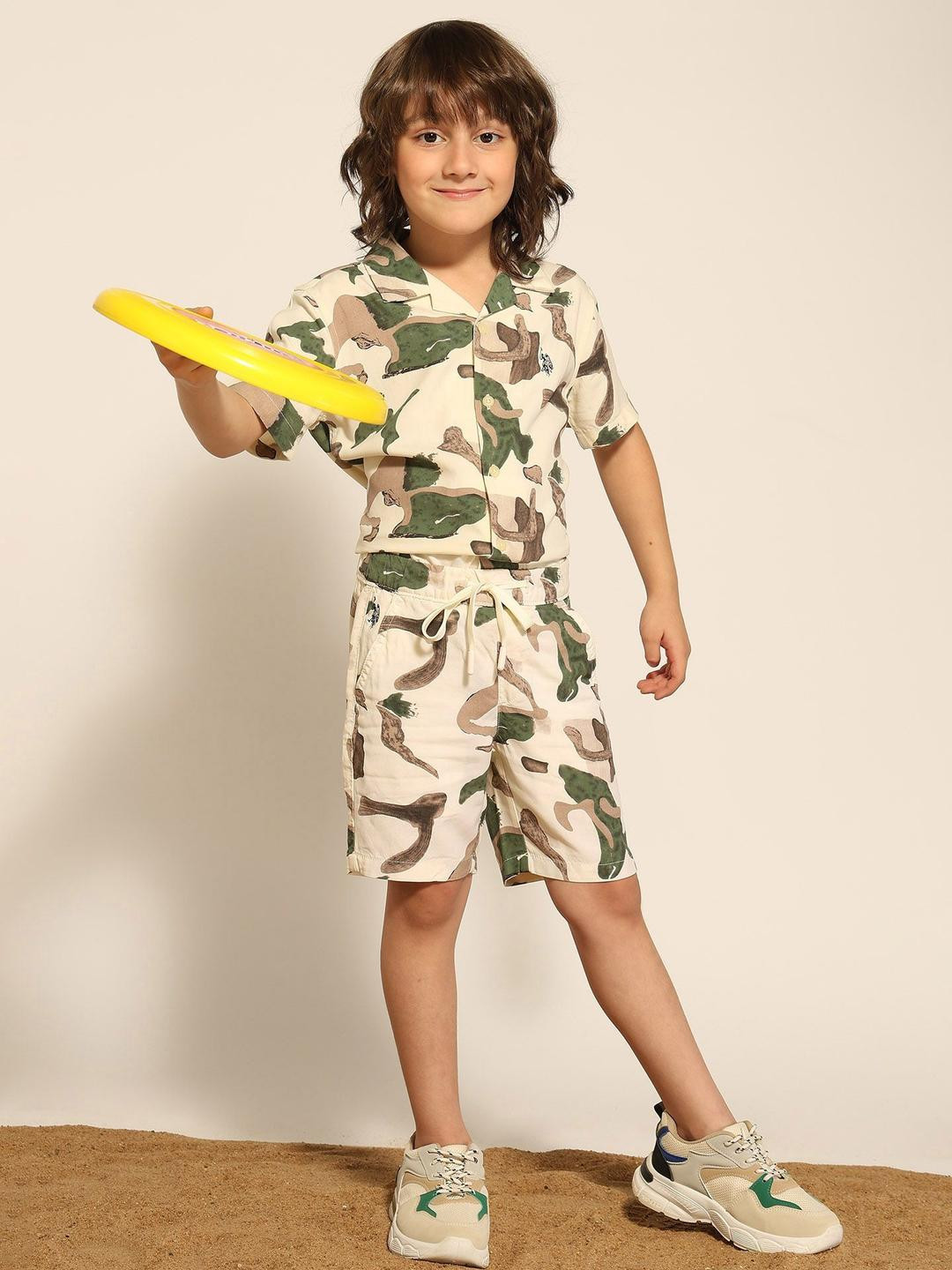 U.S. Polo Assn. Kids Boys Abstract Printed Mid-Rise Bermuda