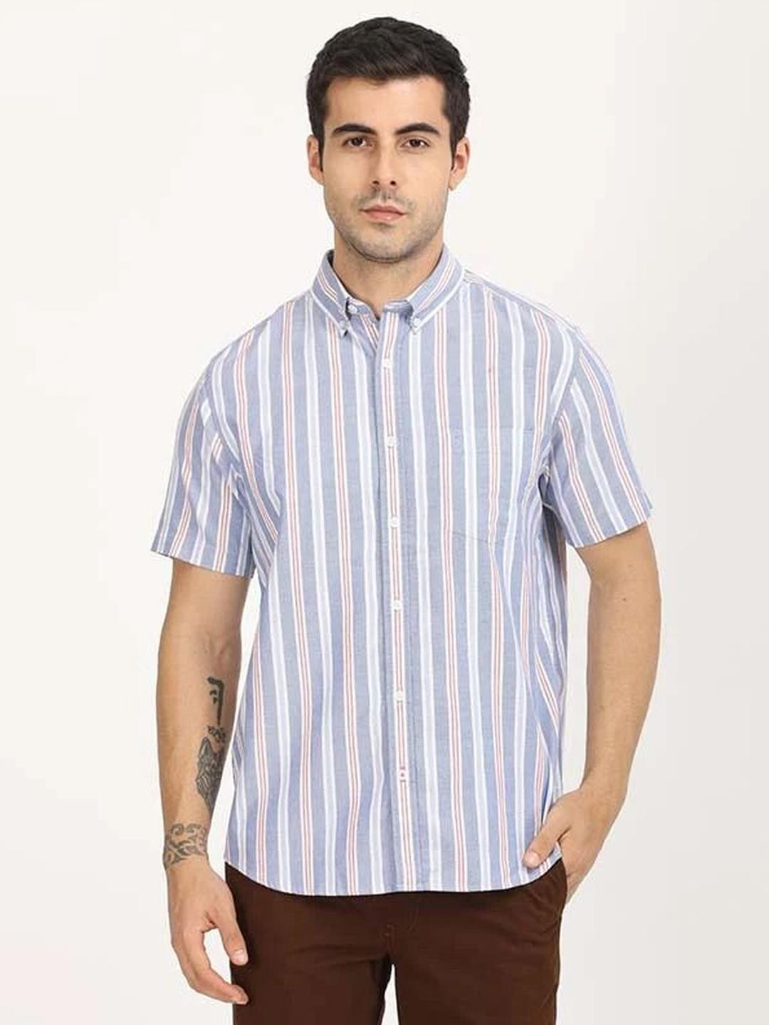 Indian Terrain Multi Stripes Striped Button-Down Collar Casual Shirt