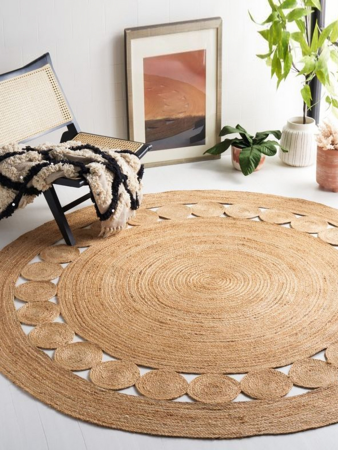 INDIAN HOME FAB Brown Textured Anti-Skid Carpet