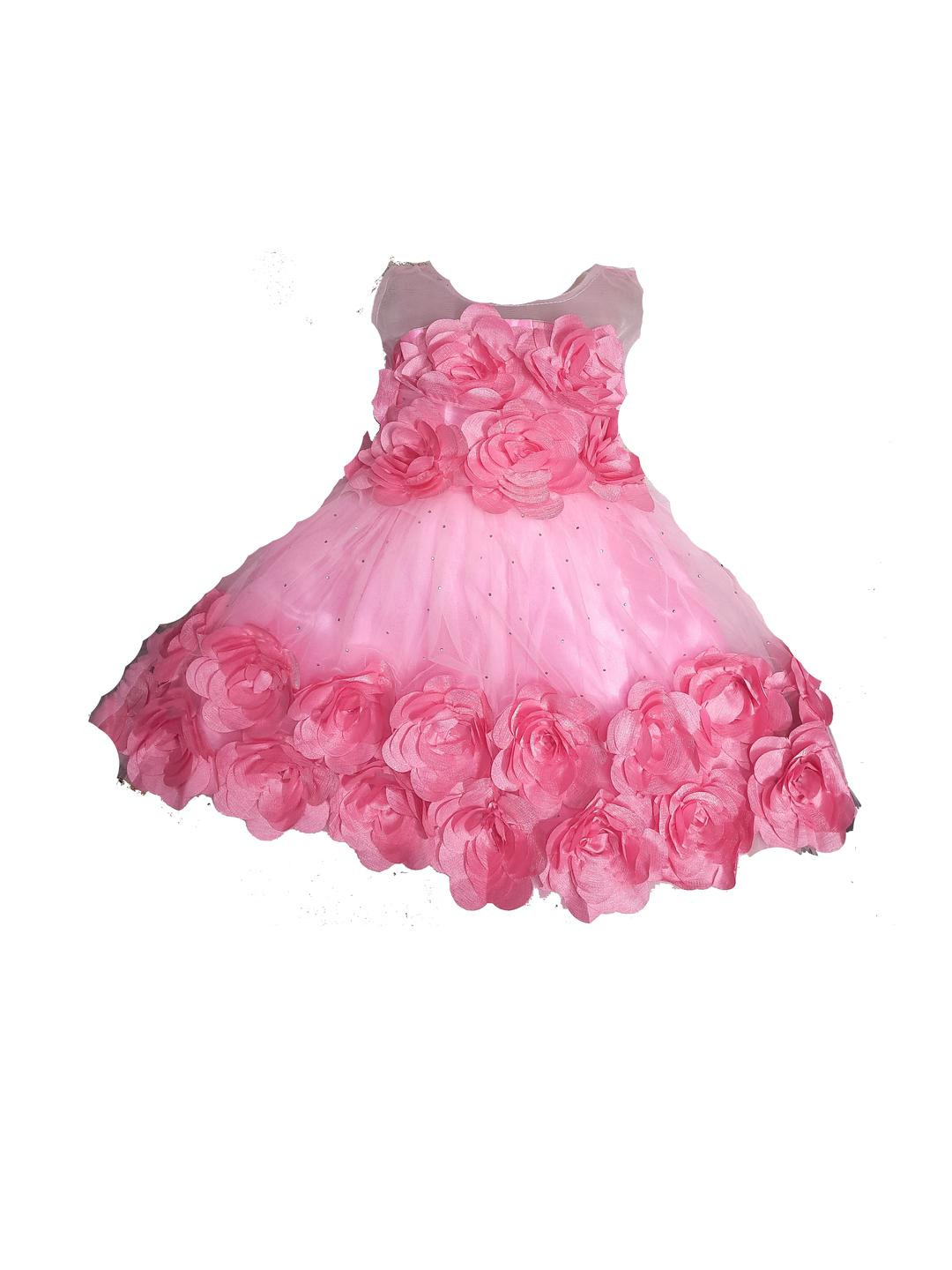 Samjho Fashion Girl Pink Floral Georgette Fit & Flare Maxi Dress