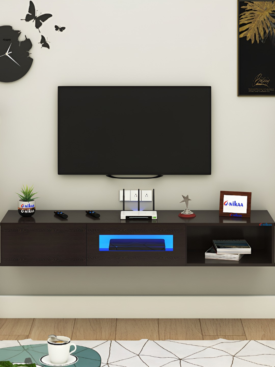 ANIKAA Strix Maroon Wall Mount Modern TV Unit-1.20 m