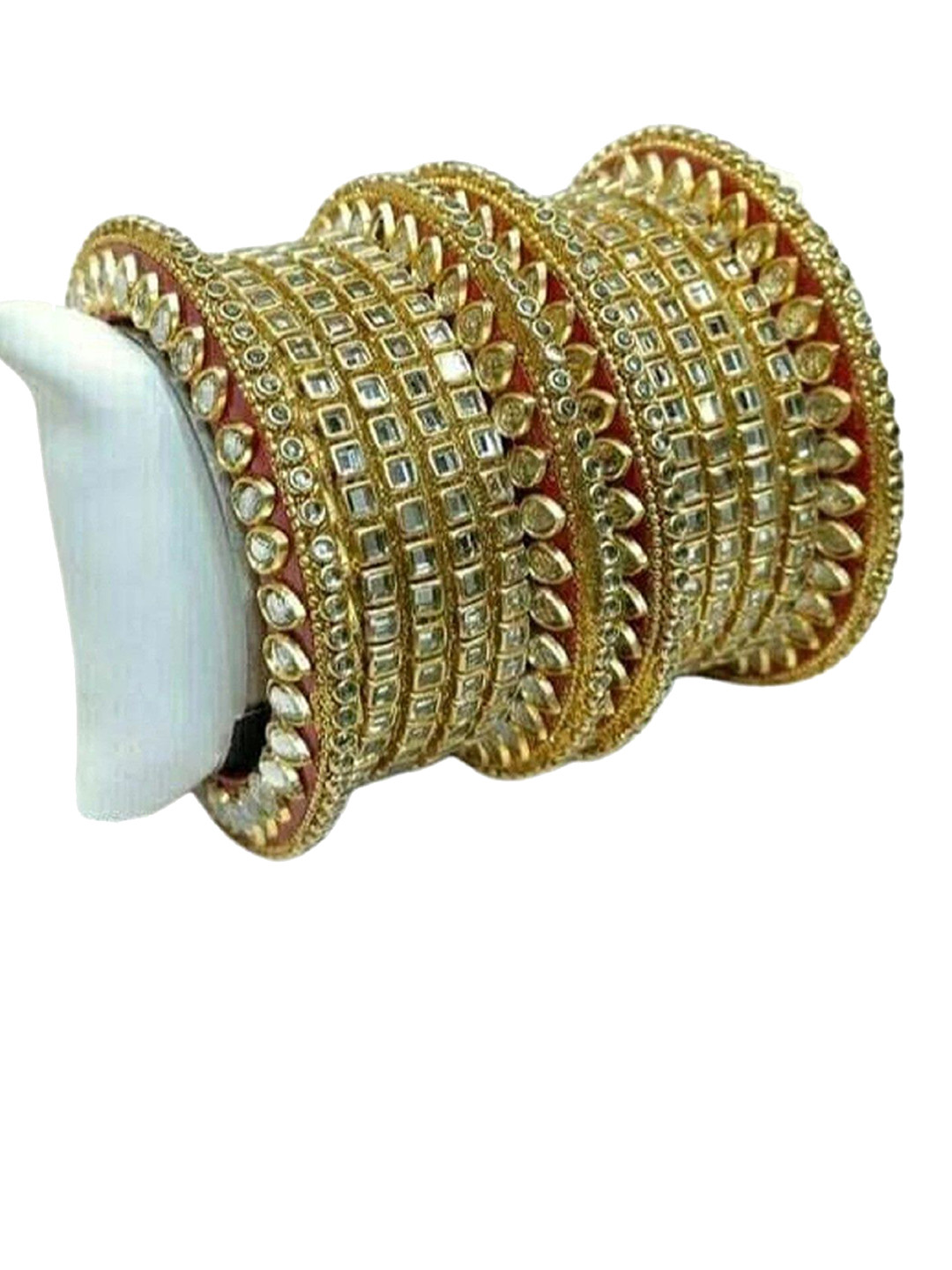 ADVANCE KANGAN Set Of 12 Gold-Plated Stone-Studded Bangles
