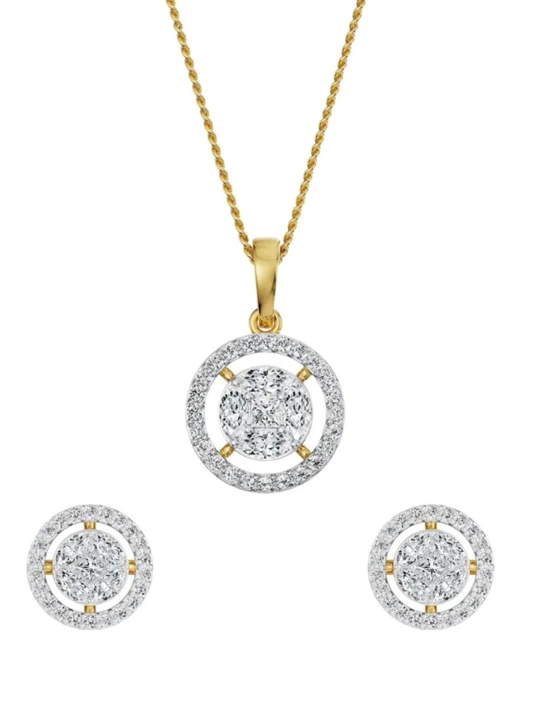 Emori 18KT Gold Diamond Pendant With Earring