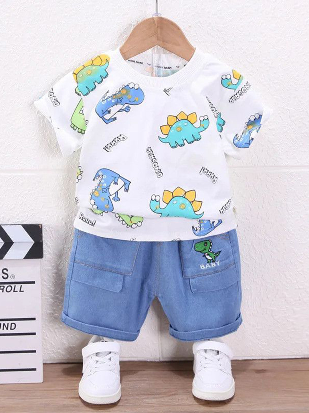 ENCASH FASHION Infants Printed Round Neck Pure Cotton T-shirt With Shorts