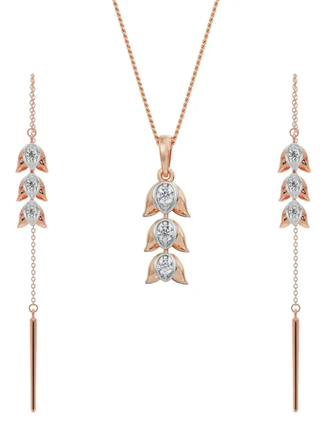 Emori 18KT Diamond Pendant With Earrings