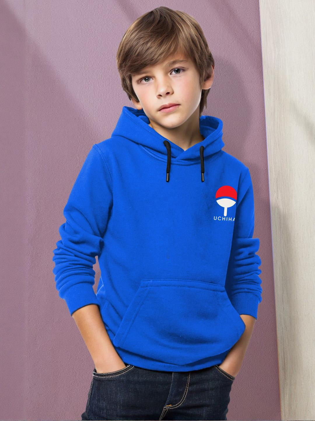 LONDON STREETS Unisex Kids Blue Anime Printed Hooded Sweatshirt