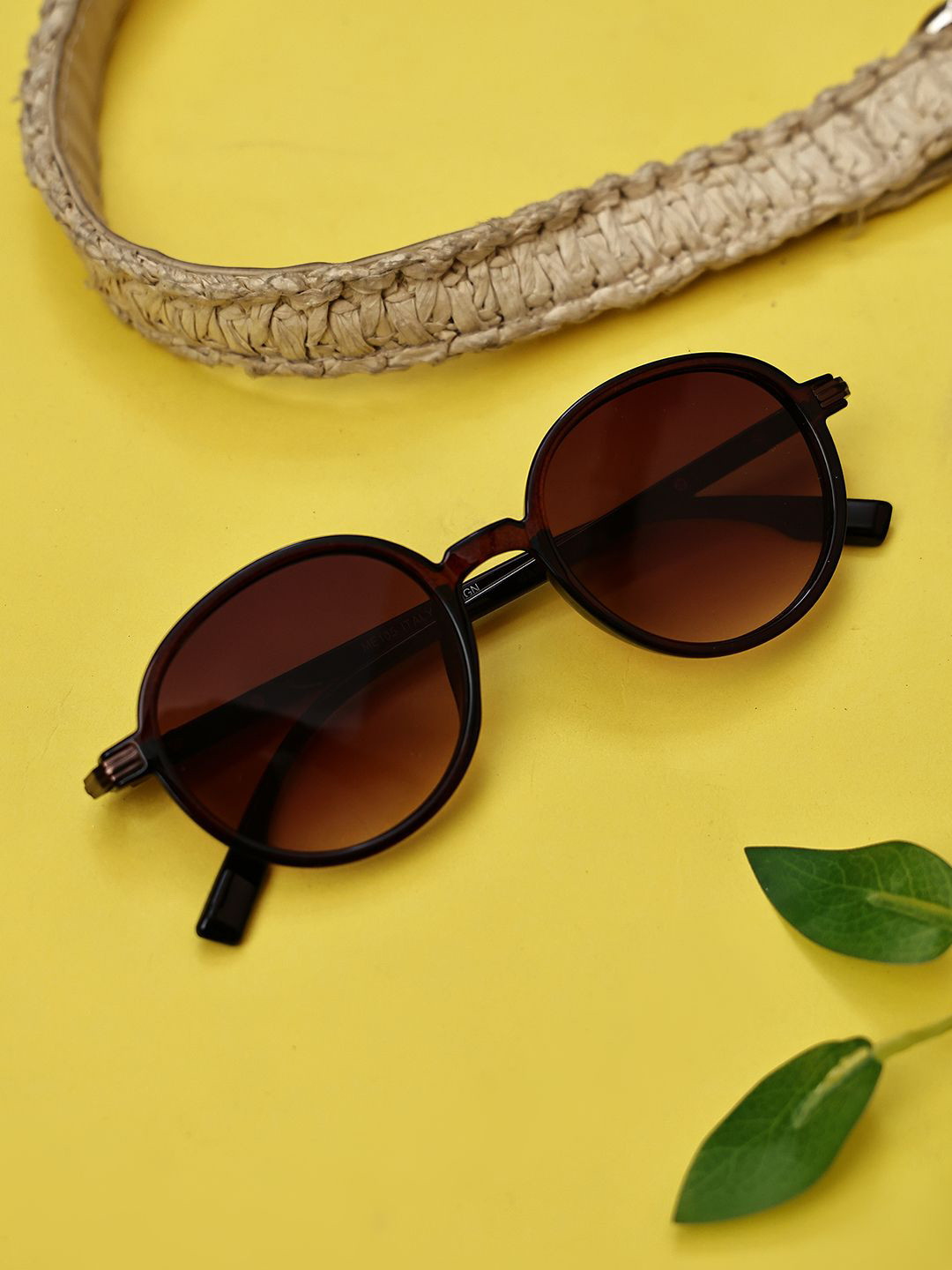 Garry Gobbs Unisex Brown Lens & Brown Round Sunglasses with