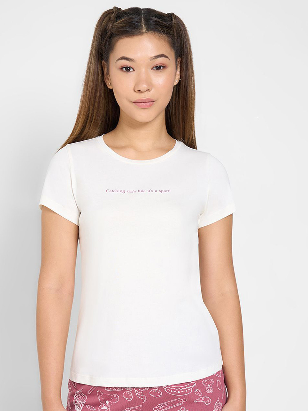 Dreamz by Pantaloons Printed Pure Cotton Round Neck Half Sleeve Lounge T-Shirt
