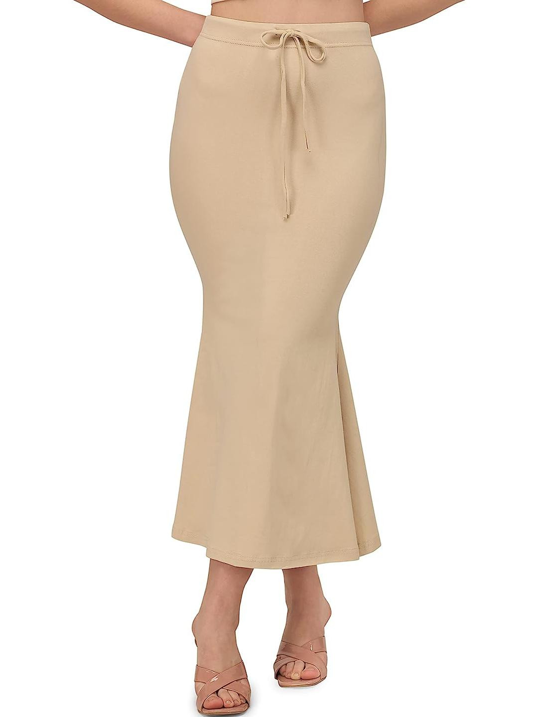Veeva Beauty & Fashion Women Beige Fish Cut Saree Shapewear