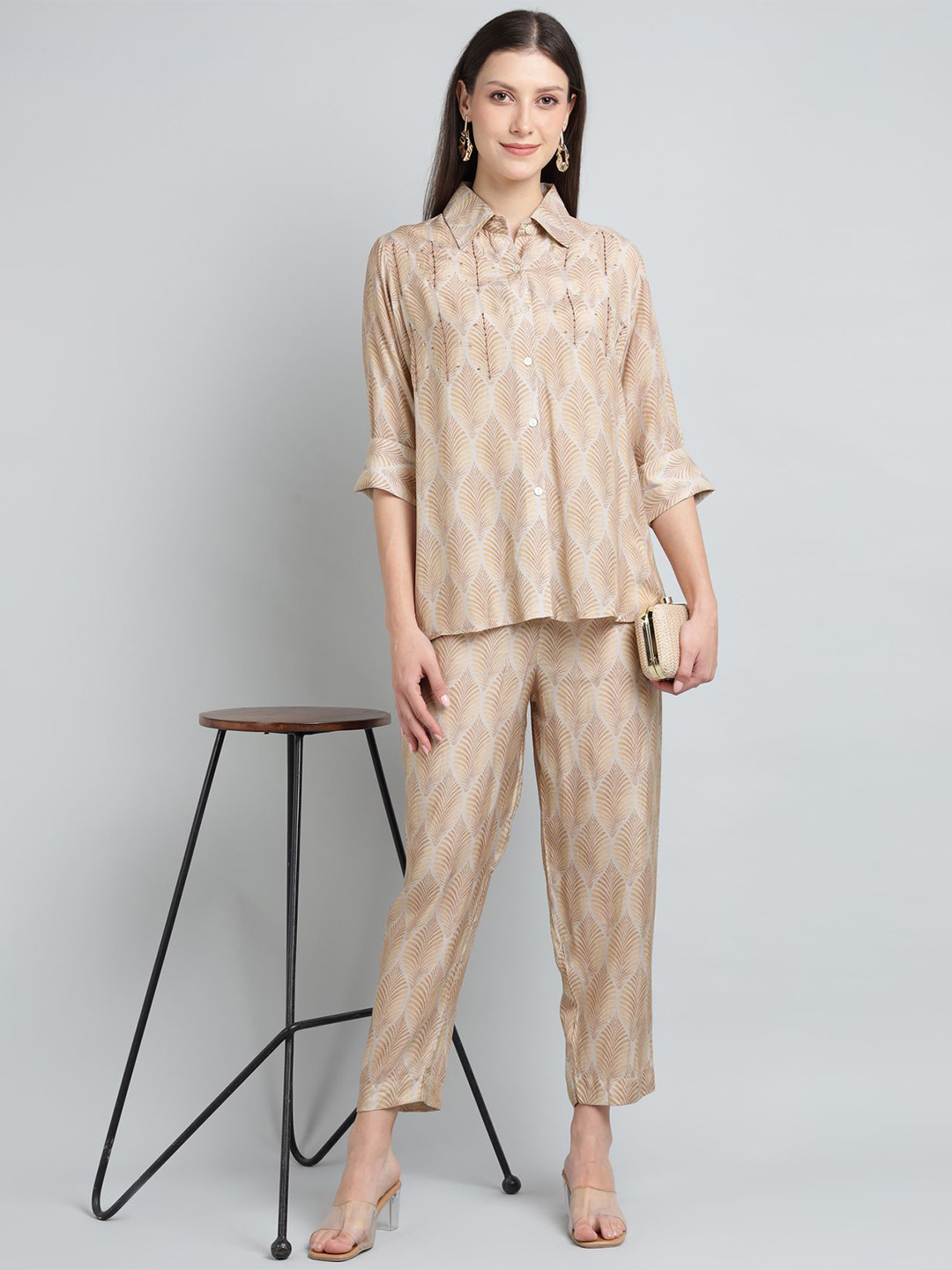 ZARI Printed Half Sleeves Shirt & Trousers Co-OrdsSet