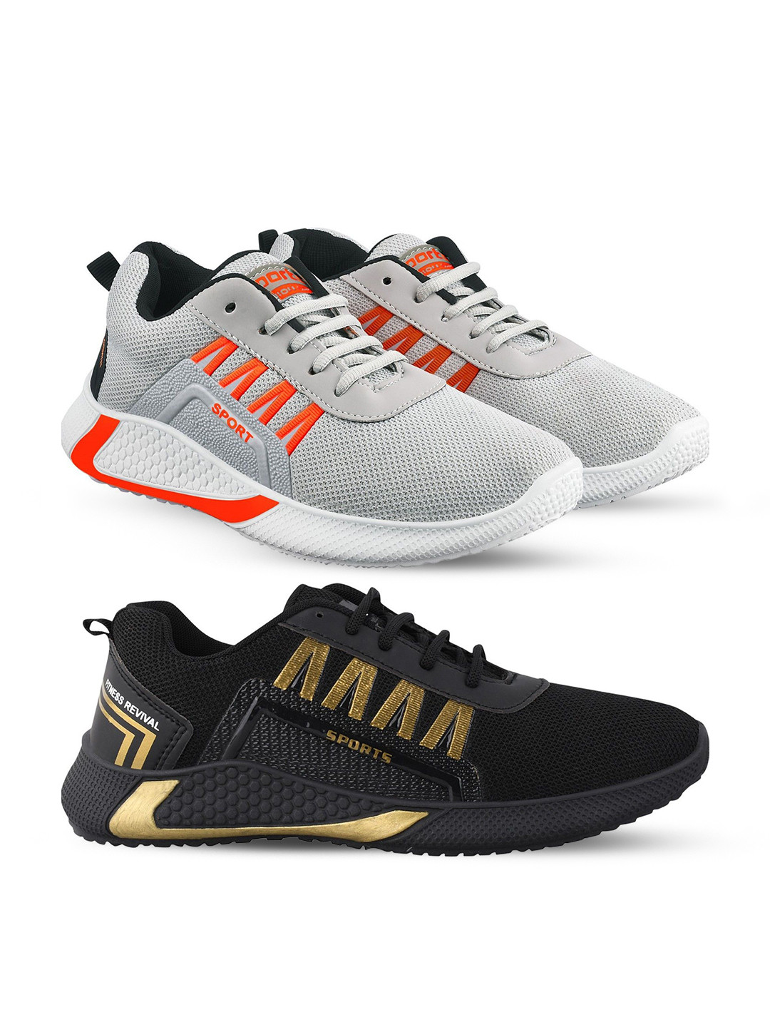 Spotwalk Men Set of 2 Lace-Ups Running Sports Shoes