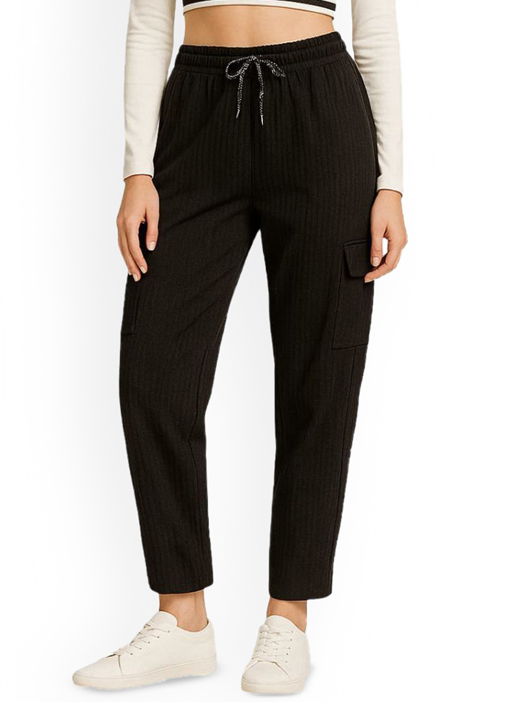 SS Sanket Synthetics Women Striped Mid-Rise Track Pant