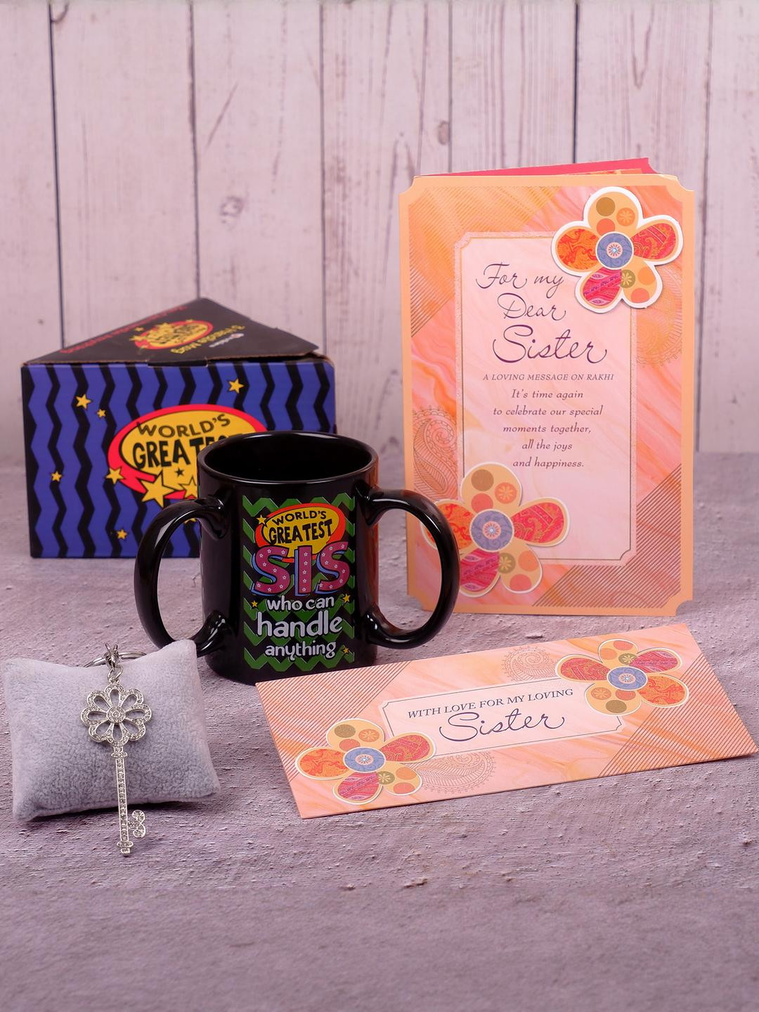 Archies 2 Pieces Rinestone Keychain & Mug With Greeting Card