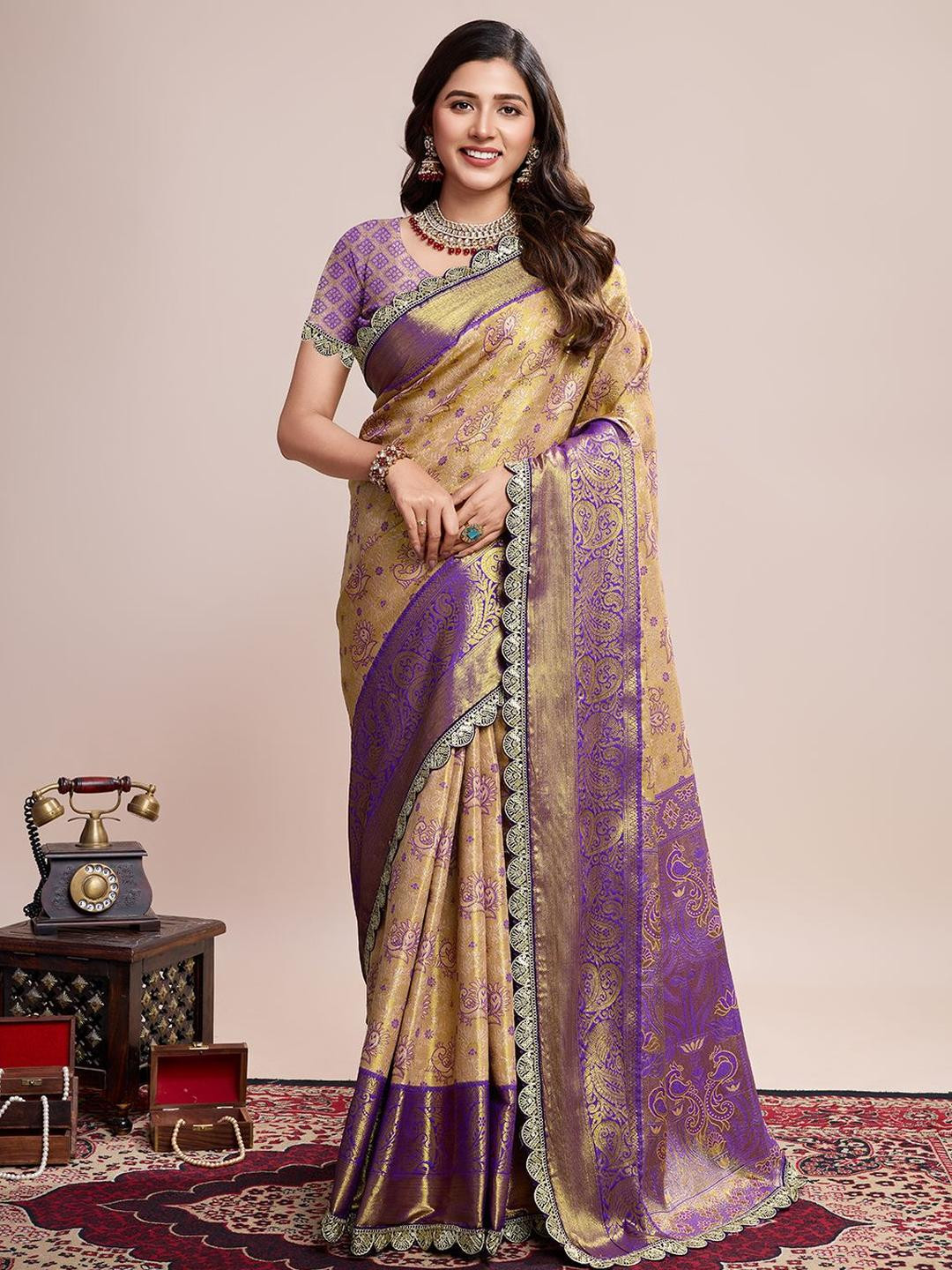 OFLINE SELECTION Woven Design Zari Kanjeevaram Saree