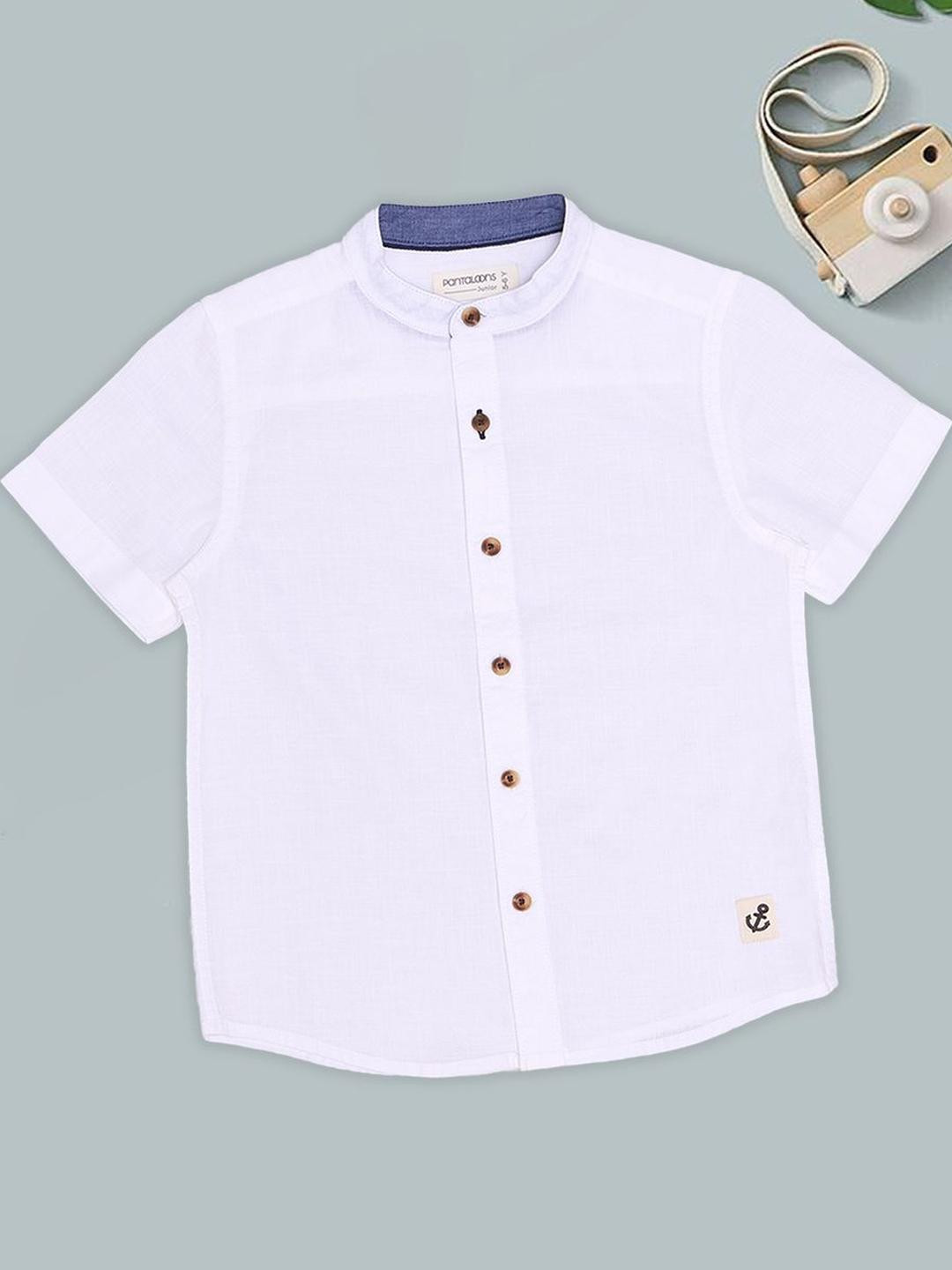 Pantaloons Junior Boys Solid Mandarin Collar Cotton Casual Shirt