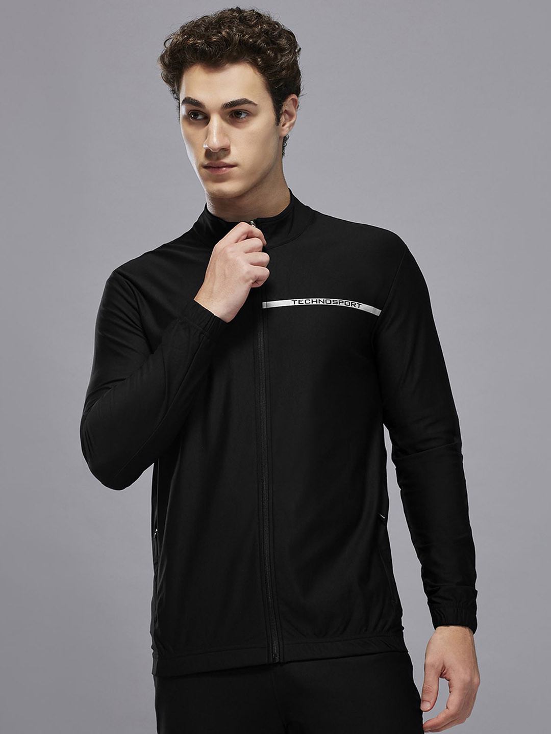 Technosport Men Stand Collar Brand Logo Lightweight Sporty Jacket