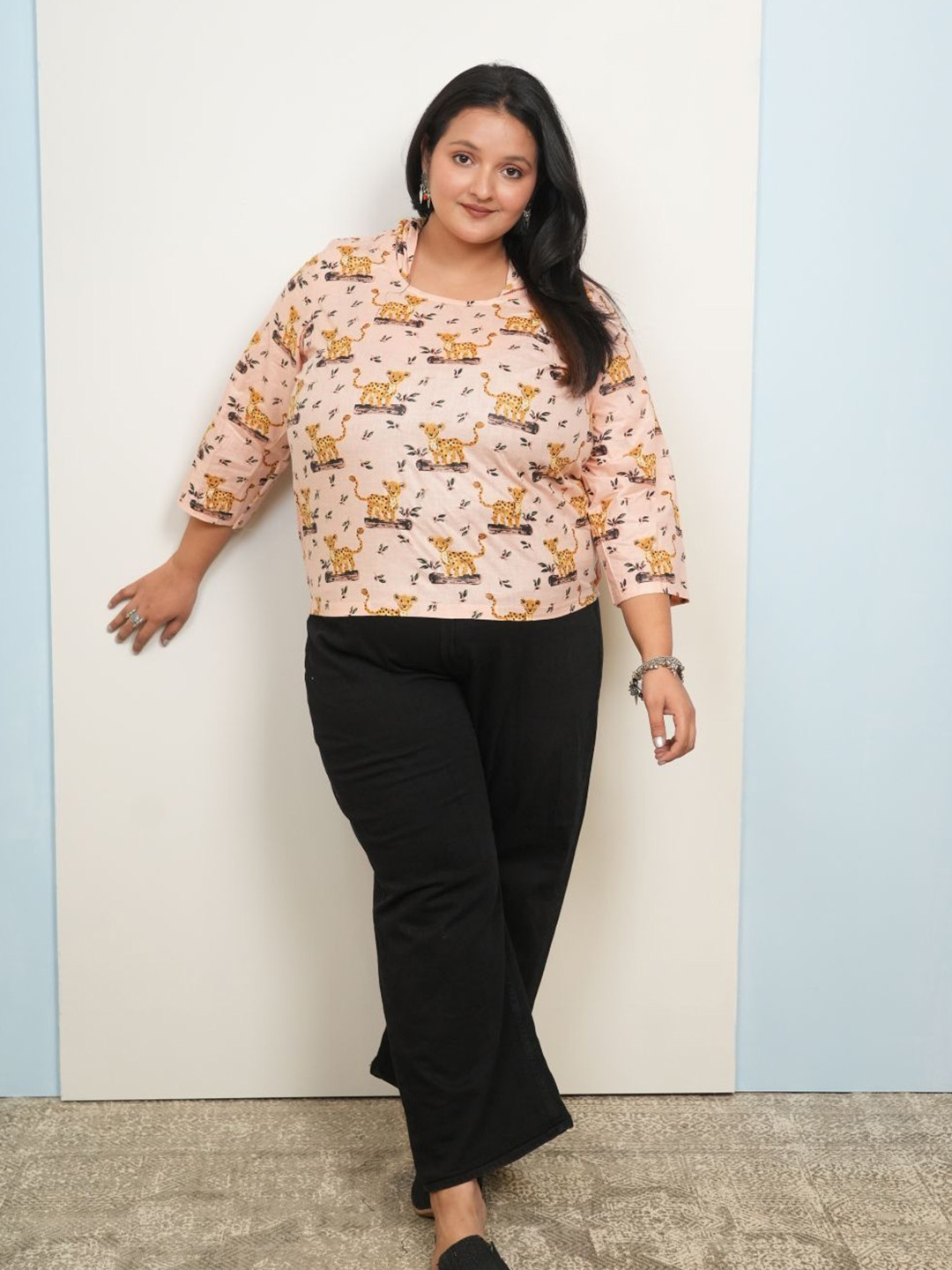 Swadeshi Shringaar Pink Cute Tiger Top