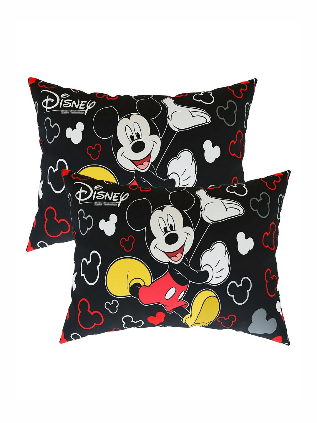 YK Black & White 2 Pieces Printed Jute Silk Rectangle Pillow Covers