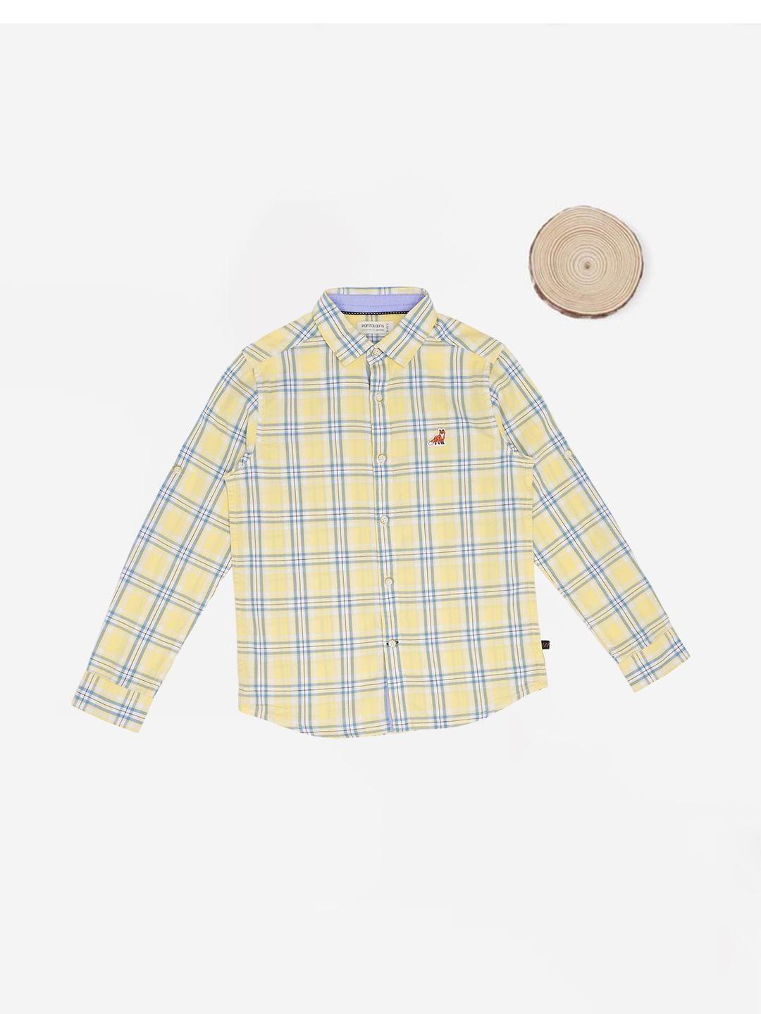 Pantaloons Junior Boys Checked Spread Collar Pure Cotton Shirt