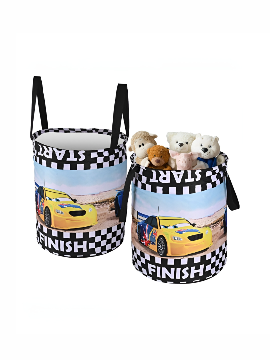 YK Kids Blue & Black 2 Pieces Disney Cars Printed Foldable Multi-Utility Organisers