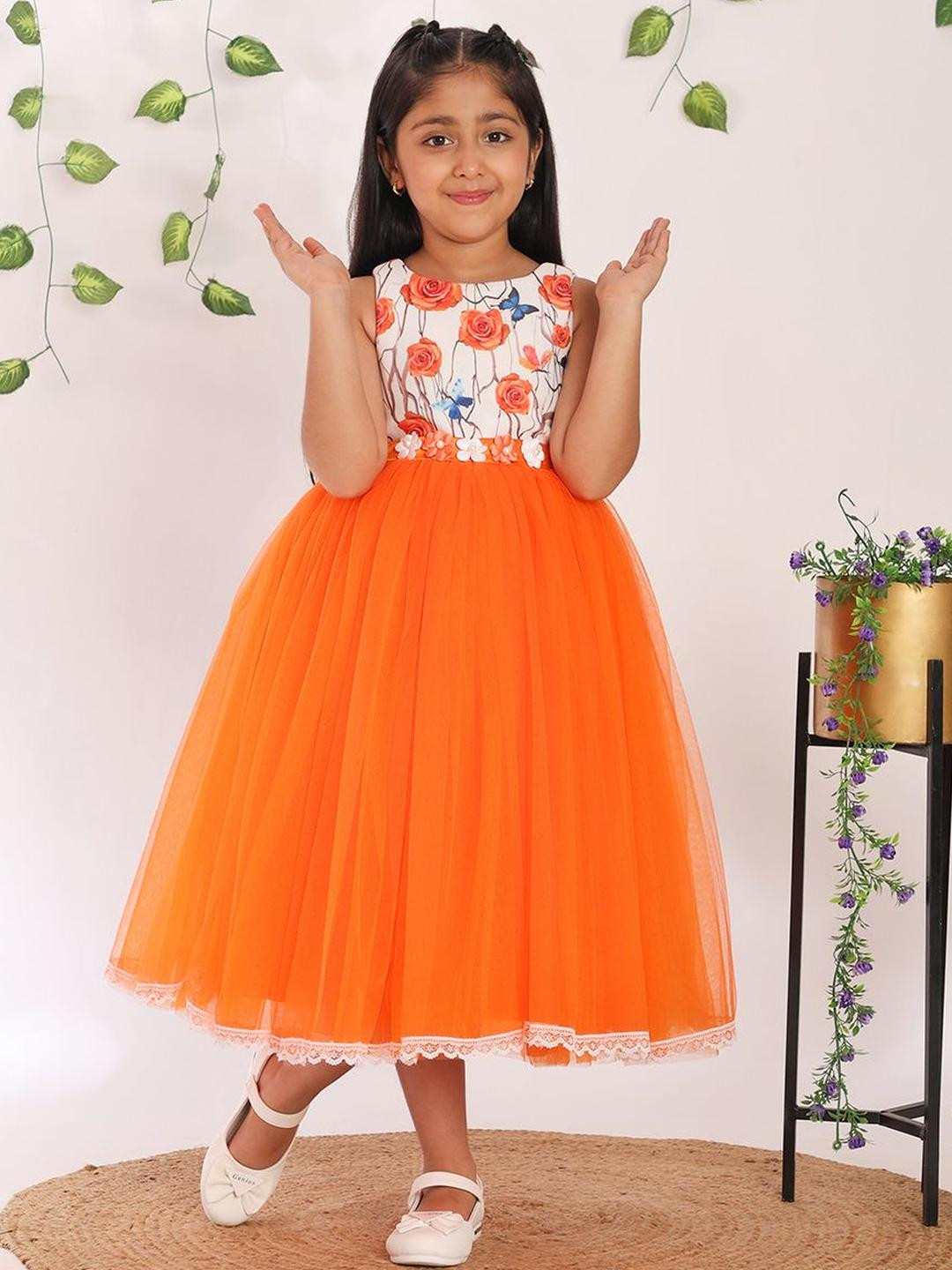 Toy Balloon kids Girls Print Net Fit & Flare Maxi Dress