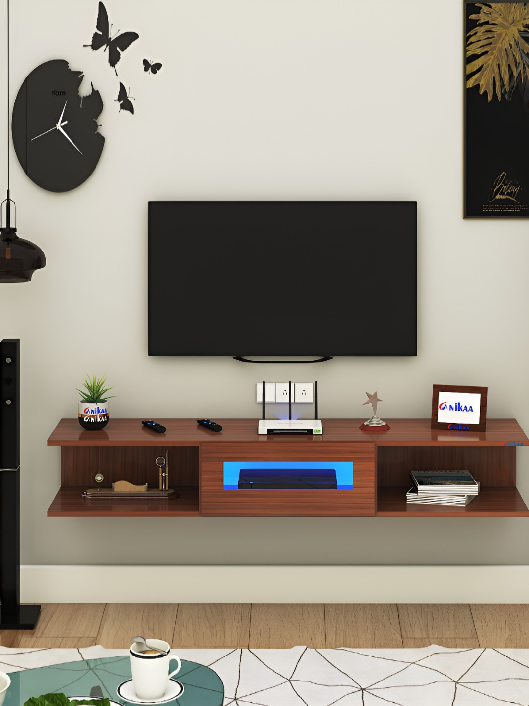 ANIKAA Vetra Brown Wall Mount Modern TV Unit-1.57 m