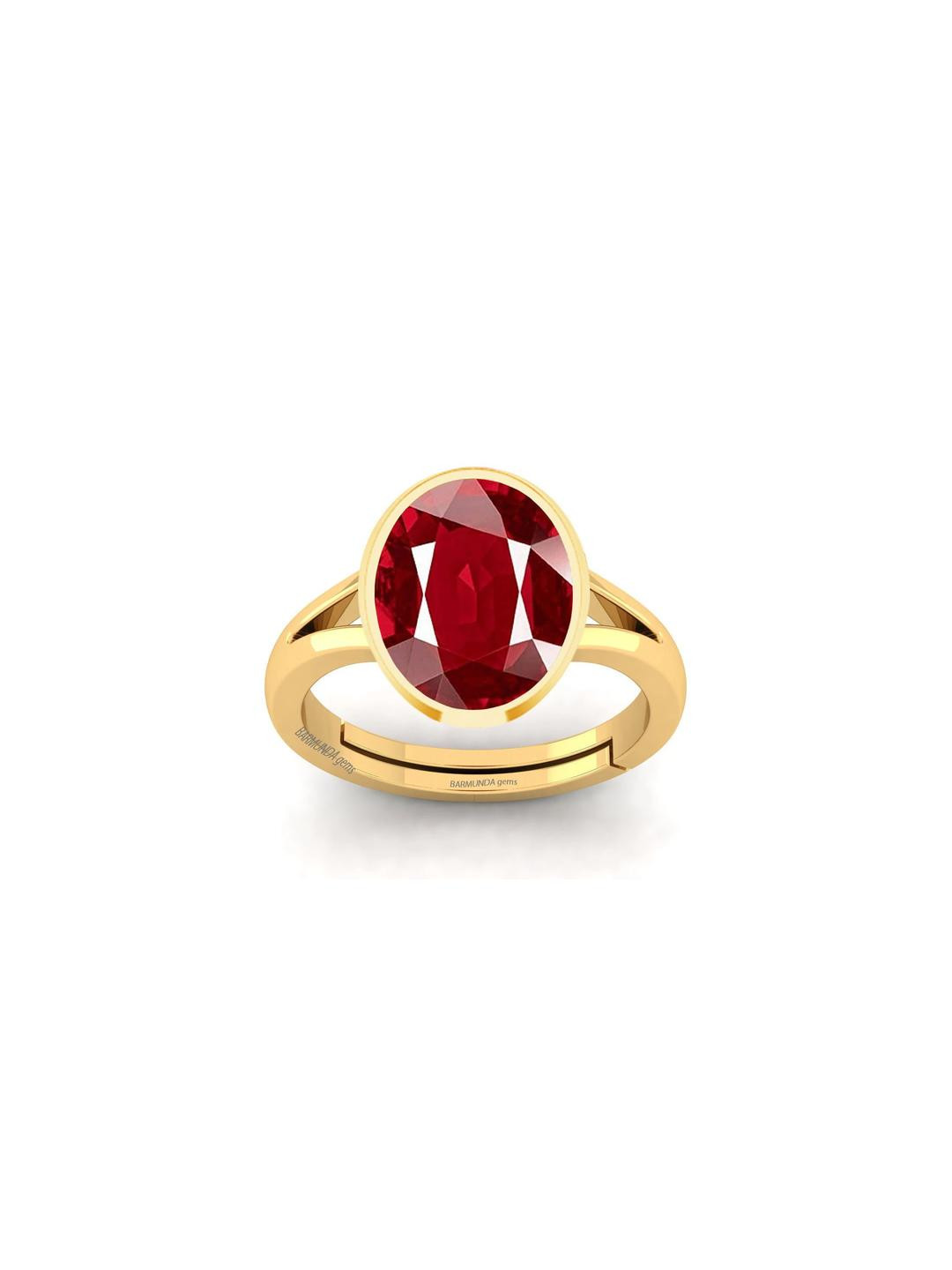Barmunda gems Men Red Oval Gold-Plated Artificial Stones Brass Ethnic Finger Ring