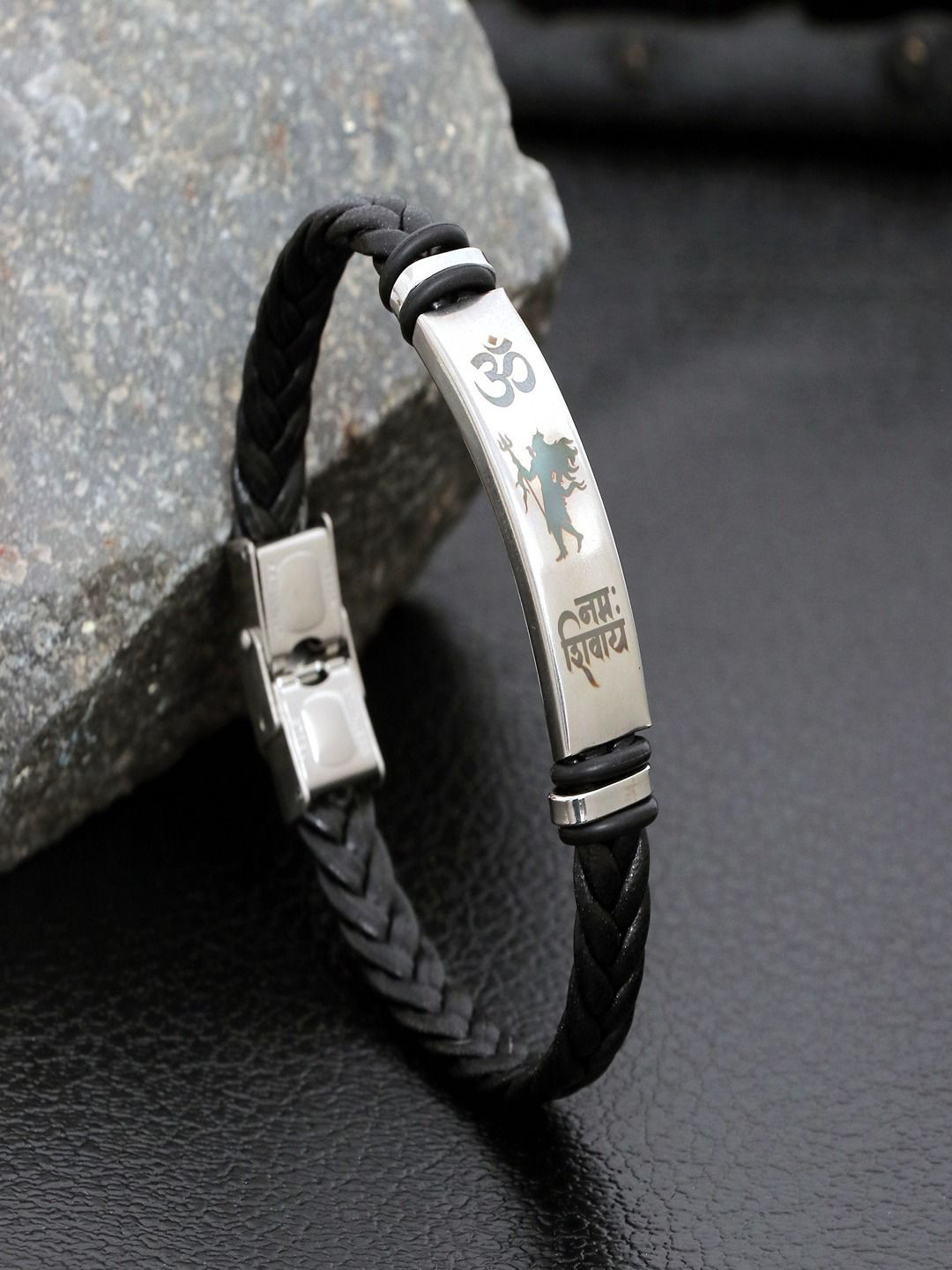 UNIVERSITY TRENDZ Men Leather Wraparound Shiva Bracelet