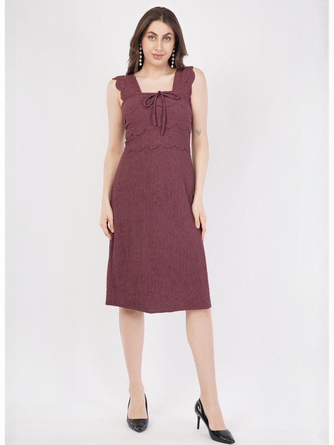 Deshi Girl Women Textured Layered A-Line Midi Dress