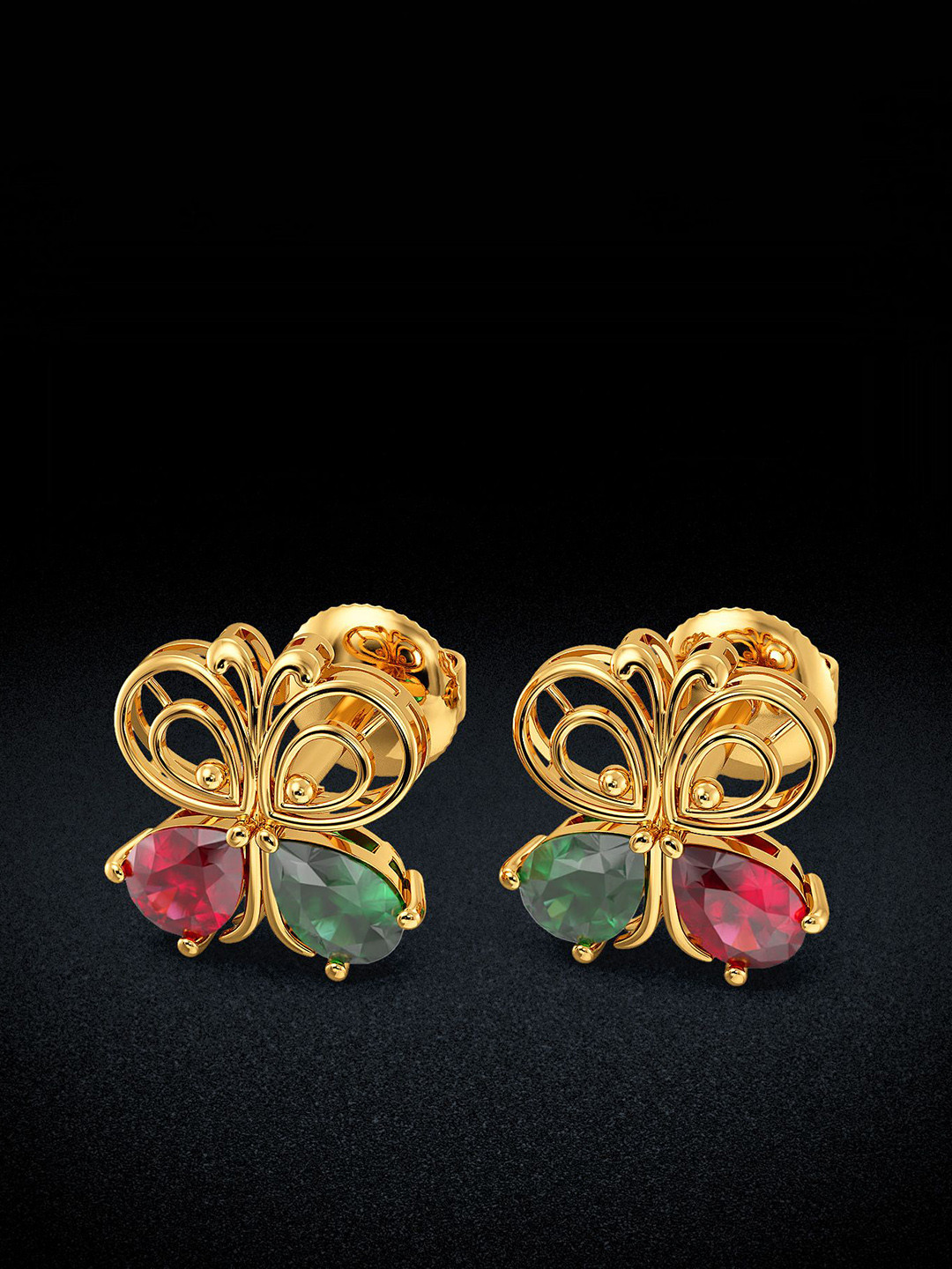 Joyalukkas Elegant Gemstone Butterfly Stud Earring-4.141 gms