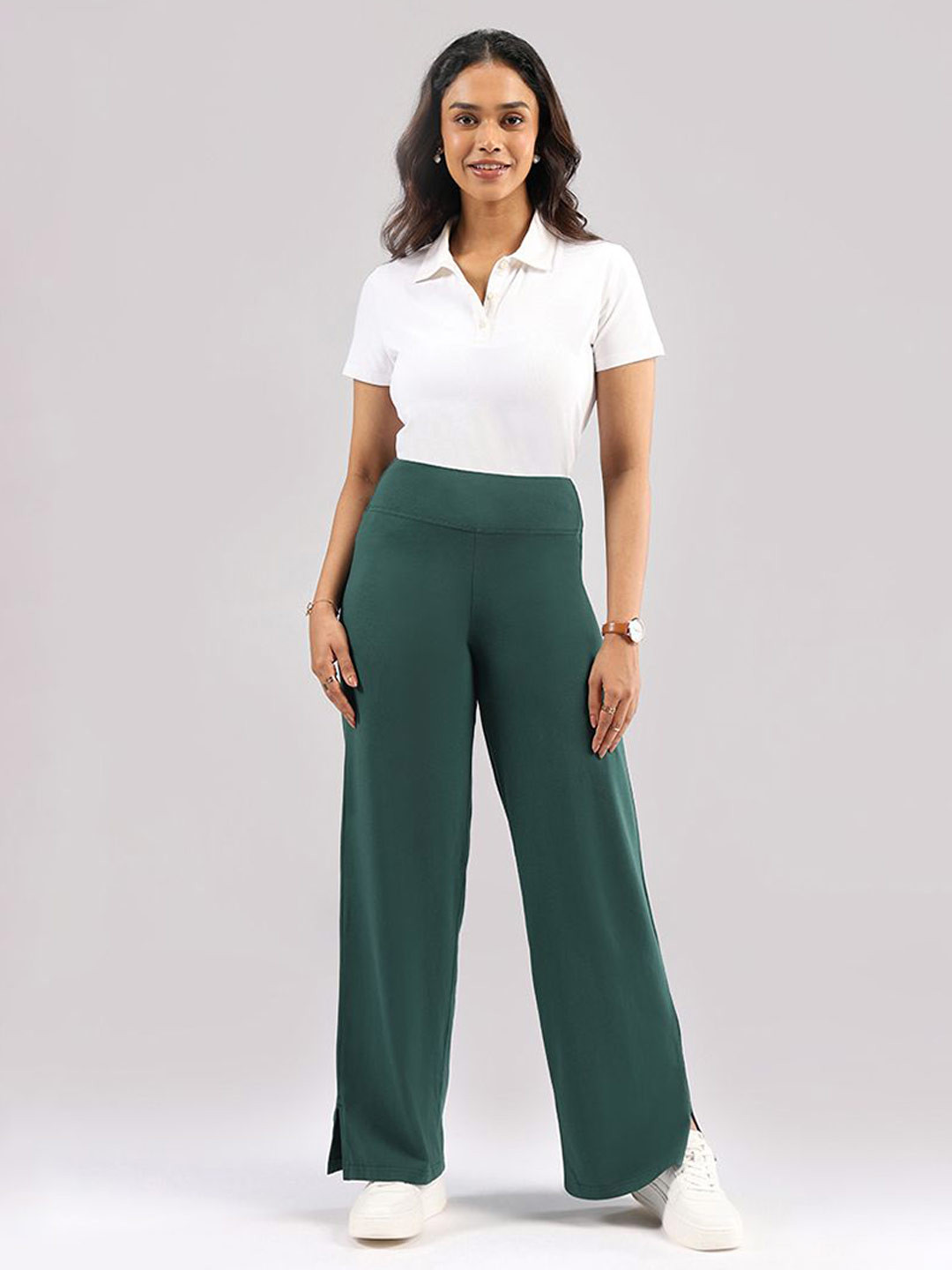 Blissclub AM:PM Women Cotton Wide Leg High-Rise Pants - Lite