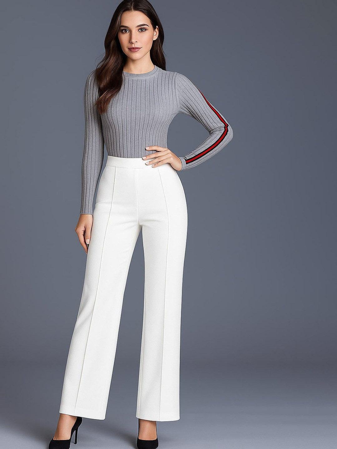 SWADESI STUFF Women Regular Fit Easy Wash Mid-Rise Regular Trousers
