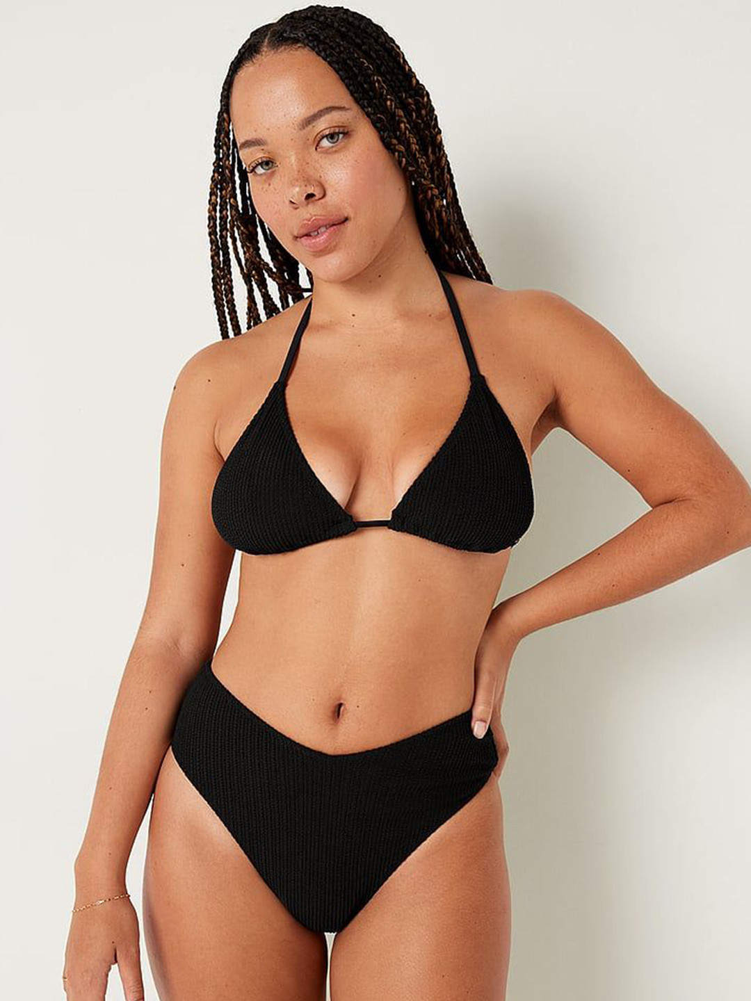 Victoria's Secret PINK Crinkle High-Waist Cheeky Bikini Bottom