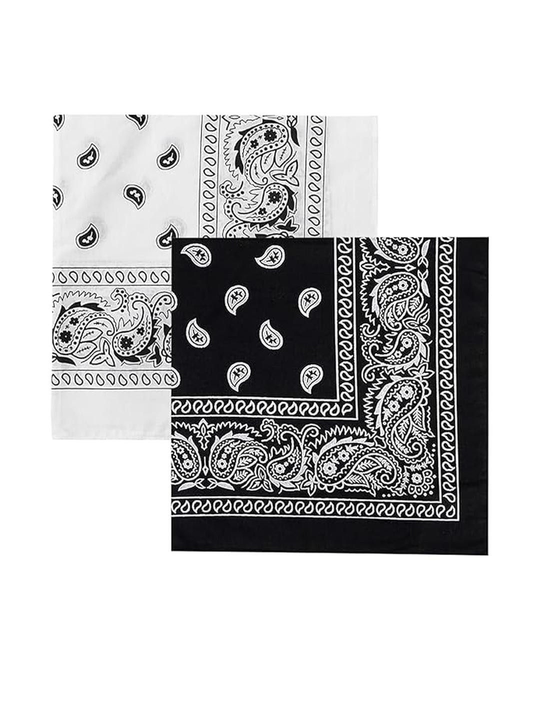 Aadikart Unisex Black And White Cotton Paisley Bandana Casual Headband