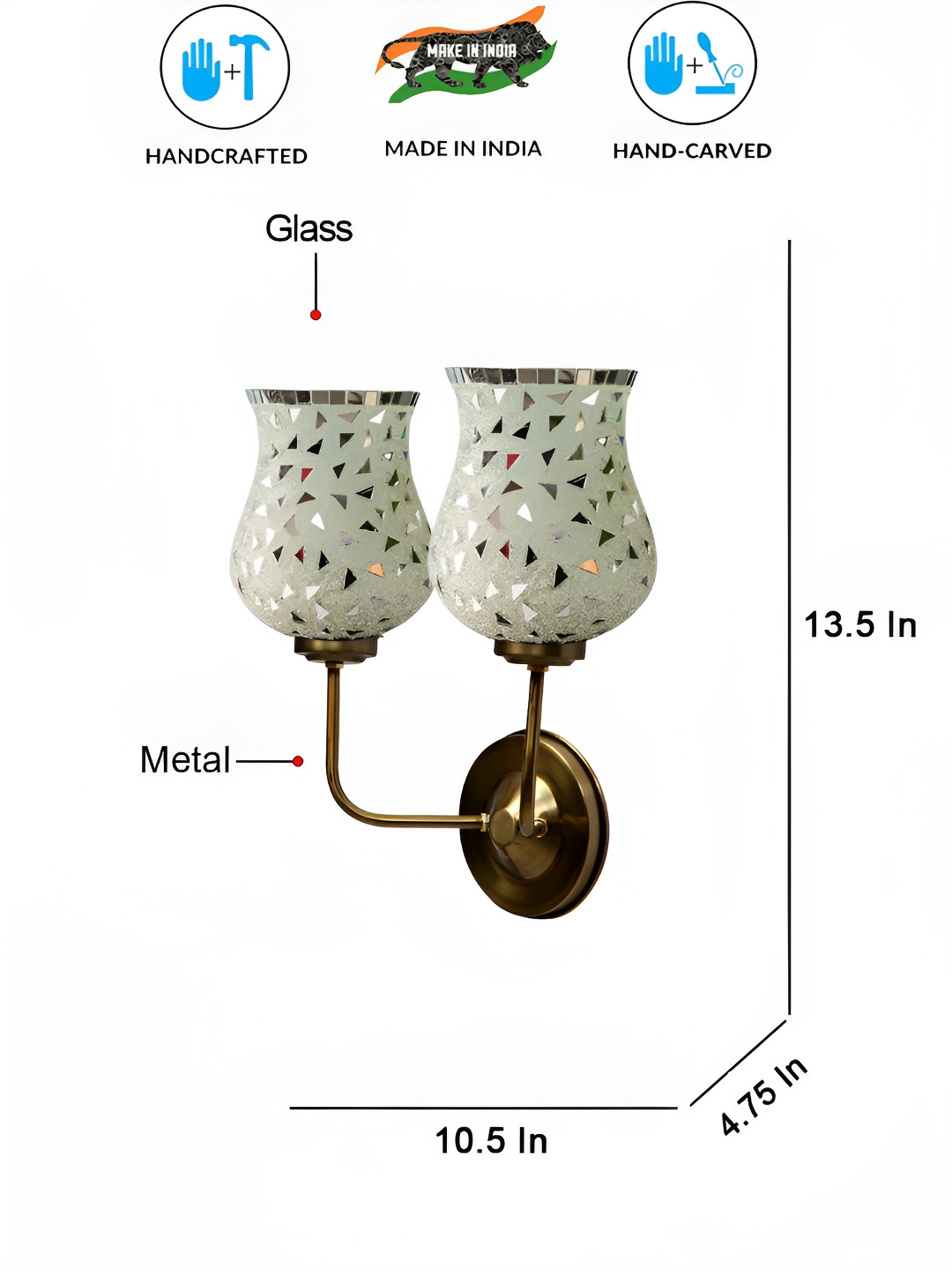 Devansh White & Gold-Toned Textured Wall Lamp