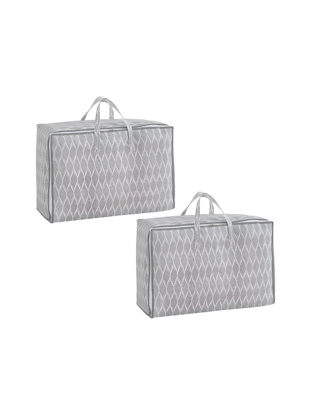 HOKIPO Grey Set of 2 Multi-Utility Cloth Storage Bag Organisers for Wardrobe - Large
