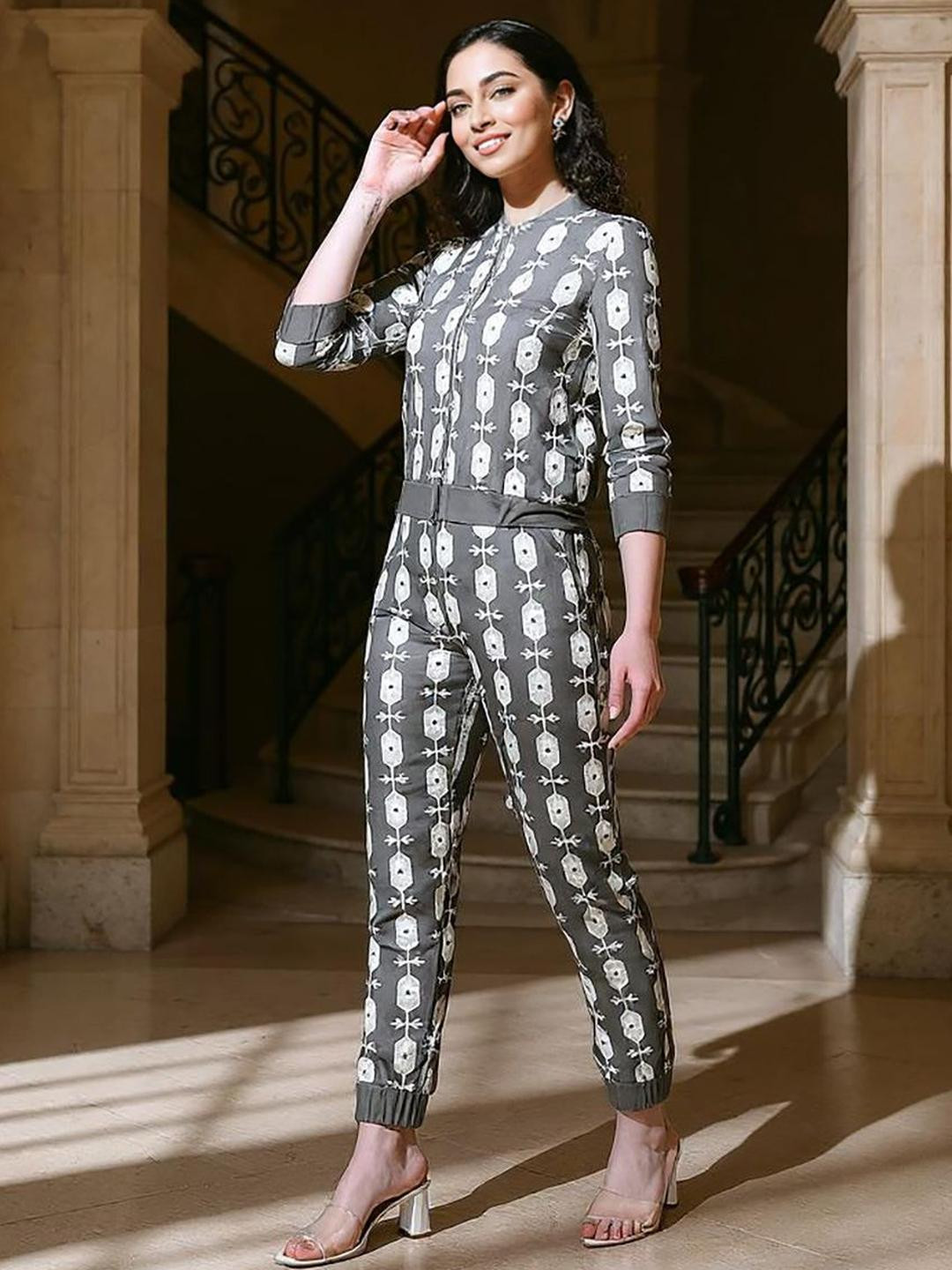 SZN Grey & White Embroidered Jacket with Joggers Co-Ords