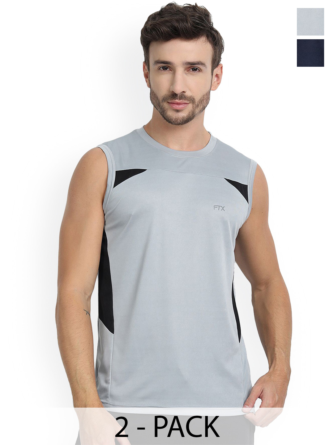 FTX Pack Of 2 Colourblocked Gym Vests 709-1_709-10-S
